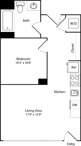 1 bed, 1 bath, 506 sqft, $2,641, Unit 107