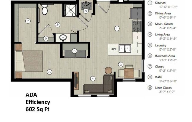 Studio, 1 bath, $995