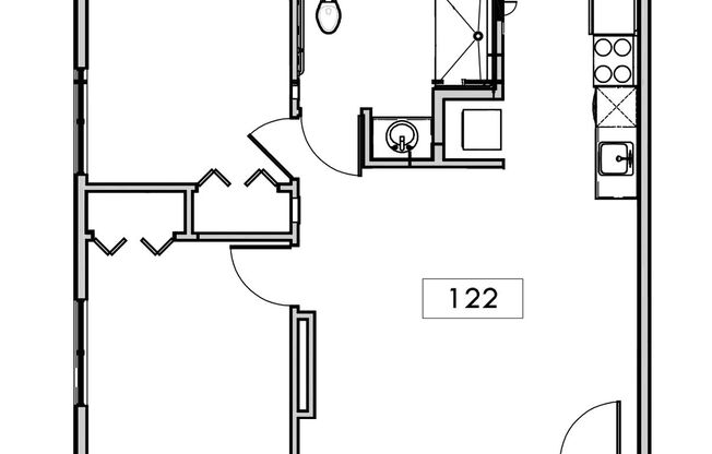 2 beds, 1 bath, 700 sqft, $1,749, Unit 122