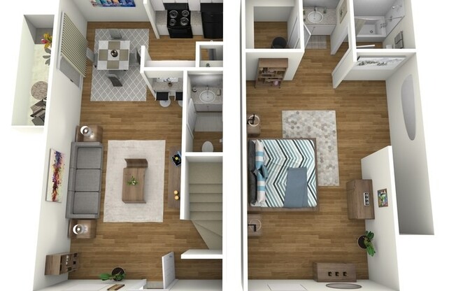 1 bed, 1.5 baths, 746 sqft, $825