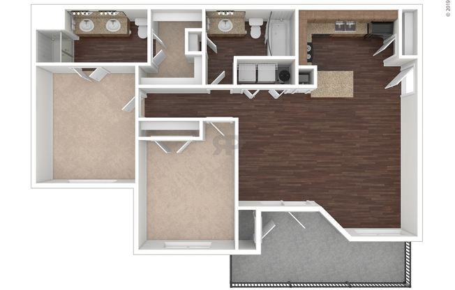 2 beds, 2 baths, 1,100 sqft, $1,630