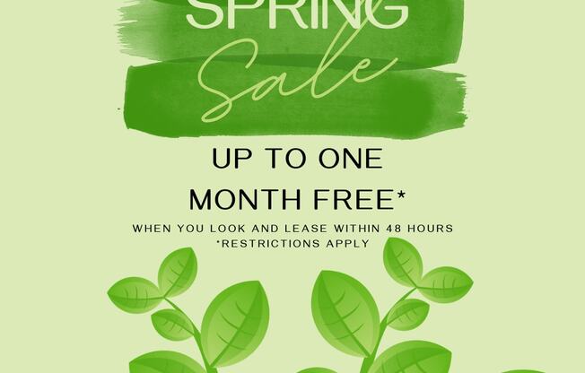 A green leafy plant is the central focus of this advertisement for a spring sale.