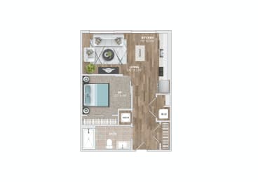 Studio, 1 bath, 642 sqft, $2,104