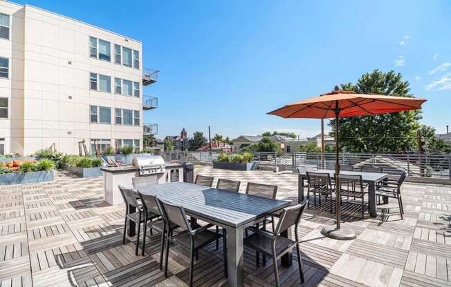 2828 Zuni Apartments in Denver, Colorado Outdoor Patio with Seating and BBQ Grills