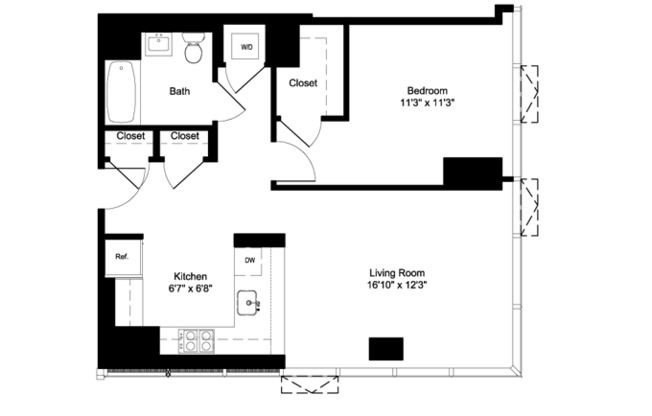 1 bed, 1 bath, 772 sqft, $7,315, Unit 5E