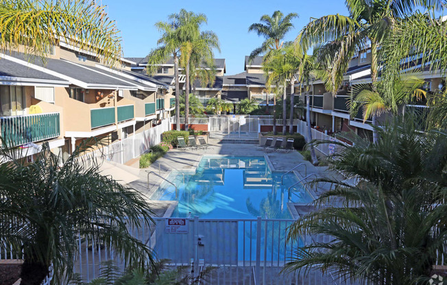 View of the pool area from the leasing office