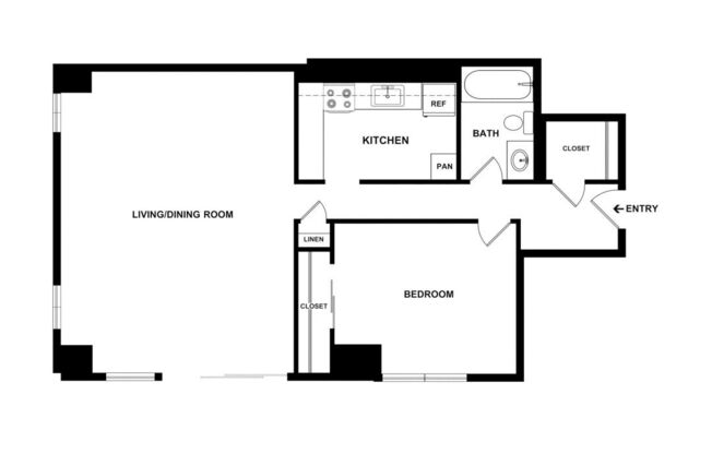 1 bed, 1 bath, 686 sqft, $5,175