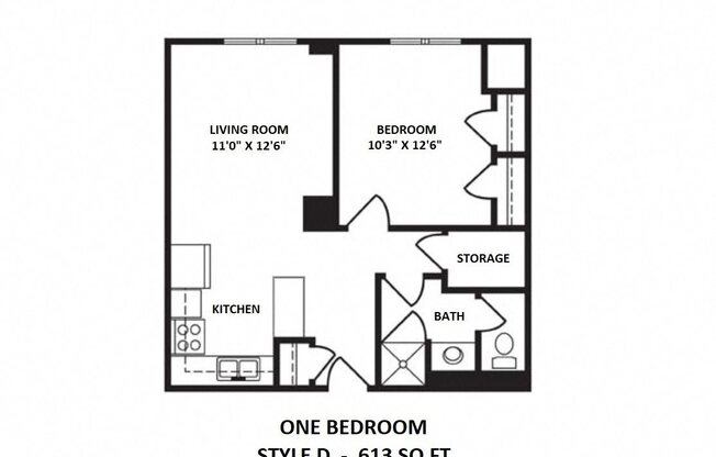 1 bed, 1 bath, 613 sqft, $1,775