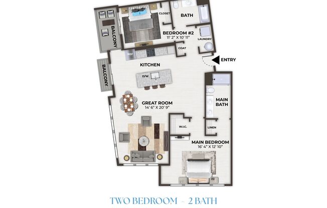 2 beds, 2 baths, 1,358 sqft, $3,852, Unit 1302
