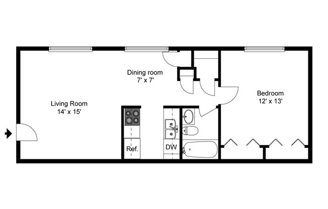 1 bed, 1 bath, 661 sqft, $1,350, Unit 75801d