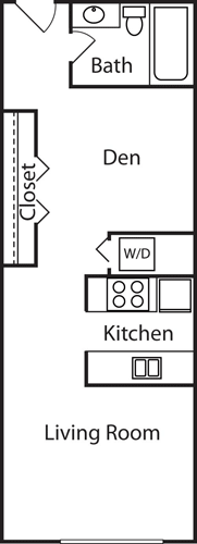Studio, 1 bath, 569 sqft, $1,888, Unit 204
