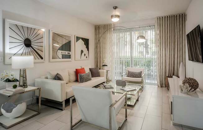Light-Filled Living Area with Sliding Doors to Private Balcony