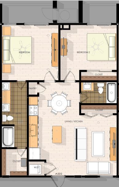 2 beds, 2 baths, 982 sqft, $1,600, Unit 1202CC