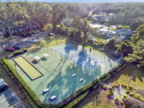 an aerial view of the tennis court