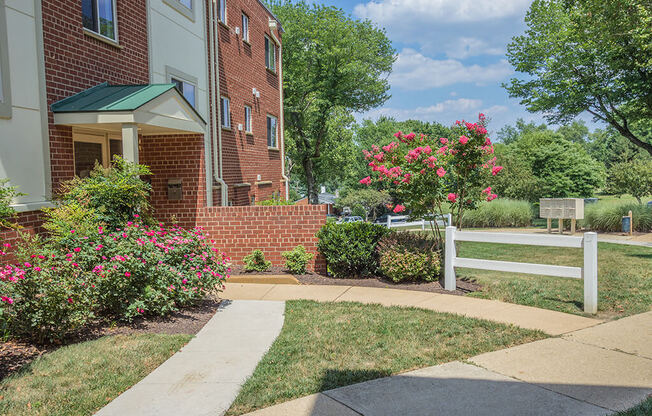 Outdoor pathway with sunshine at apartment building