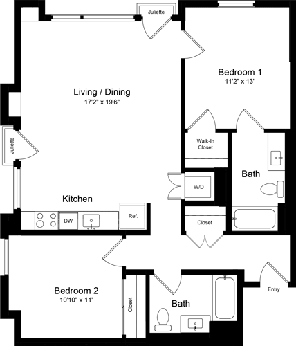 2 beds, 2 baths, 1,059 sqft, $6,786, Unit 520