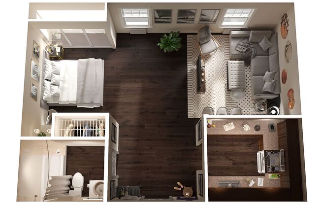 Studio, 1 bath, 446 sqft, $1,950, Unit 202