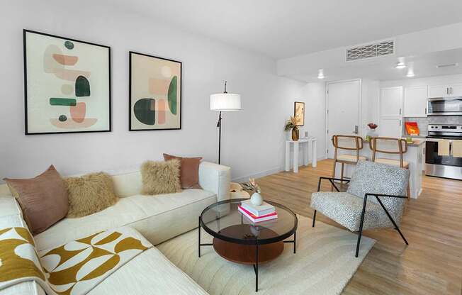 Well appointed living room with forced air ventilation - The Venue at Orange