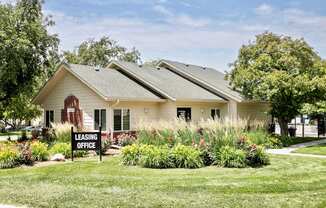 A house with a sign that says