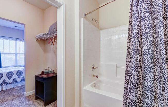 Residence at North Penn large bathroom with walk in closet attached