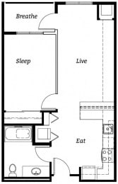 1 bed, 1 bath, 634 sqft, $1,810