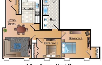 2 beds, 1 bath, 885 sqft, $1,995, Unit 304