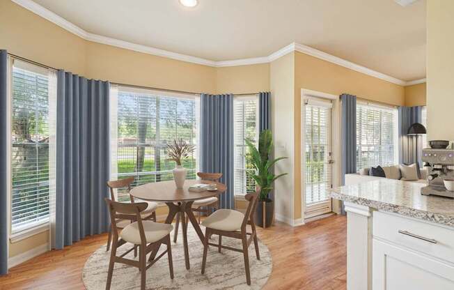 Dining area with windows around at Reserve at Canyon Creek, San Antonio, TX, 78230