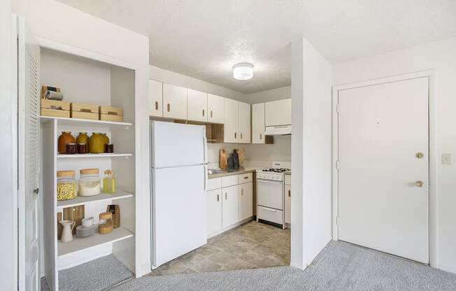 studio kitchen with ample closet space at Seville Apartments in Kalamazoo, MI 49009
