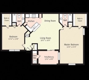 2 beds, 2 baths, 1,142 sqft, $1,755