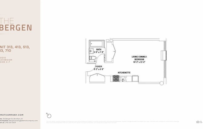 Studio, 1 bath, 460 sqft, $3,350, Unit BERGEN710