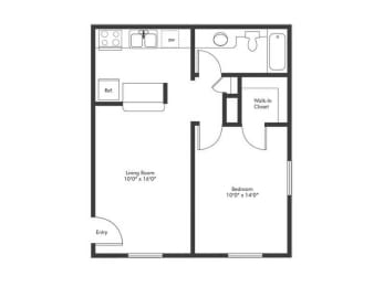 1 bed, 1 bath, 522 sqft, $1,189