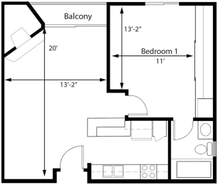1 bed, 1 bath, 655 sqft, $2,795