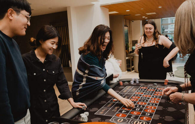 a group of people playing a game at a table