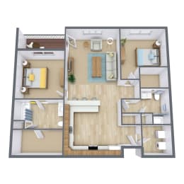 2 beds, 2 baths, 1,300 sqft, $1,265