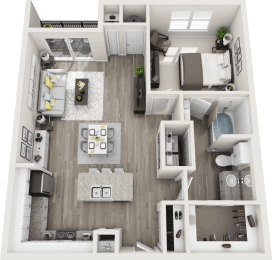 1 bed, 1 bath, 844 sqft, $1,643