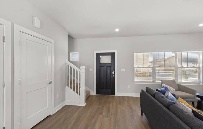 Living room at the Quarry Apartments in DeWitt Michigan
