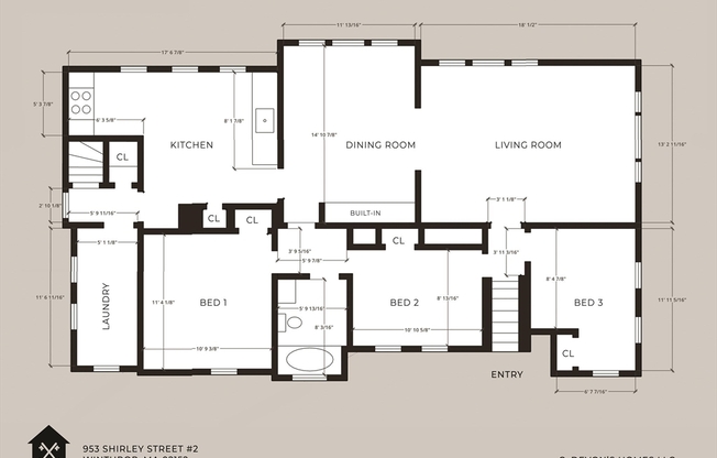 3 beds, 1 bath, 750 sqft, $3,700, Unit 2