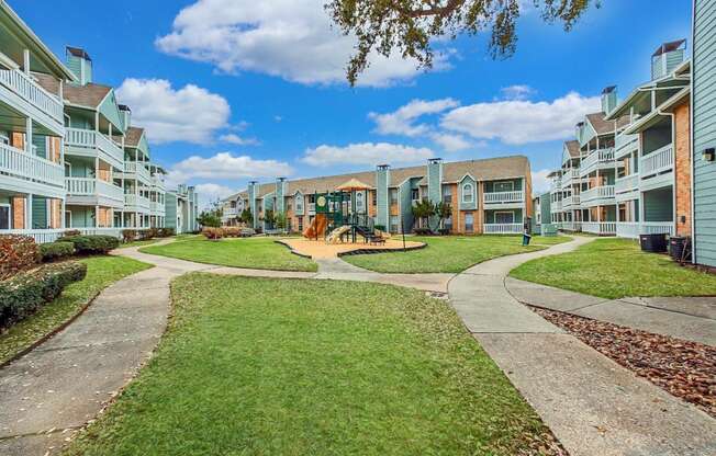 Community Courtyard and Playground  at Oaks at Greenview, Houston, Texas