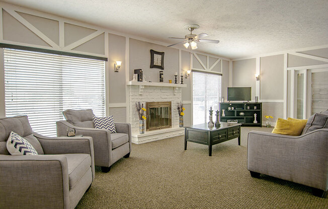 Large Clubhouse With Ample Sitting And Television at Lake Camelot Apartments, Indiana, 46268