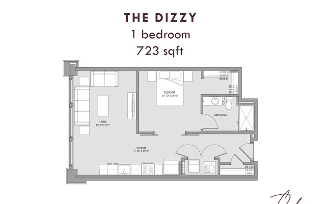 1 bed, 1 bath, 723 sqft, $1,325, Unit 102