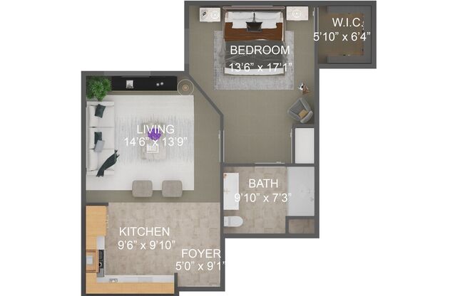 1 bed, 1 bath, 545 sqft, $1,060, Unit 107