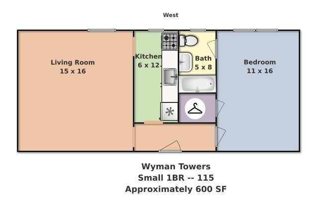 1 bed, 1 bath, 550 sqft, $1,325, Unit 115