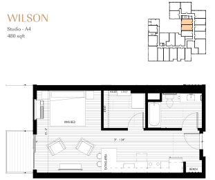 Studio, 1 bath, 480 sqft, $1,374