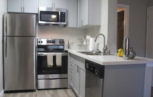 updated kitchen with stainless steel appliances