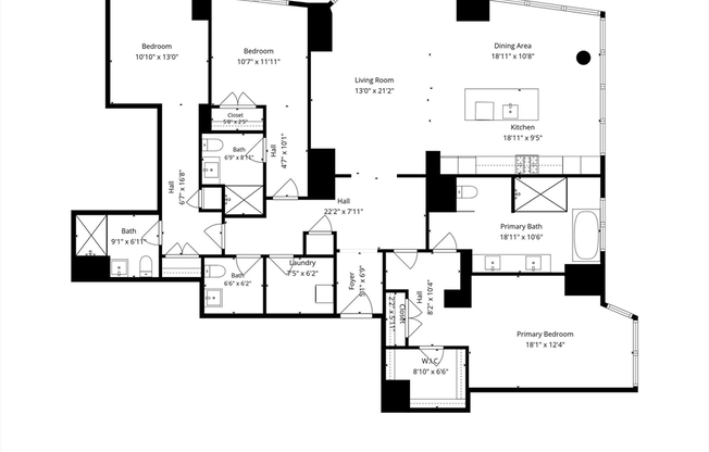3 beds, 3.5 baths, 2,196 sqft, $16,800, Unit 5105