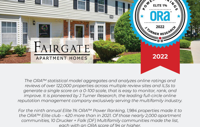 Fairgate Apartment Homes Elite 1% ORA 2022