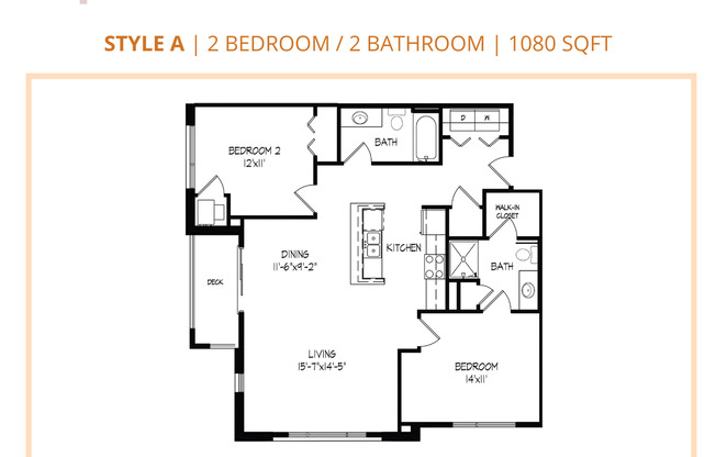 2 beds, 2 baths, 1,080 sqft, $1,380, Unit 201