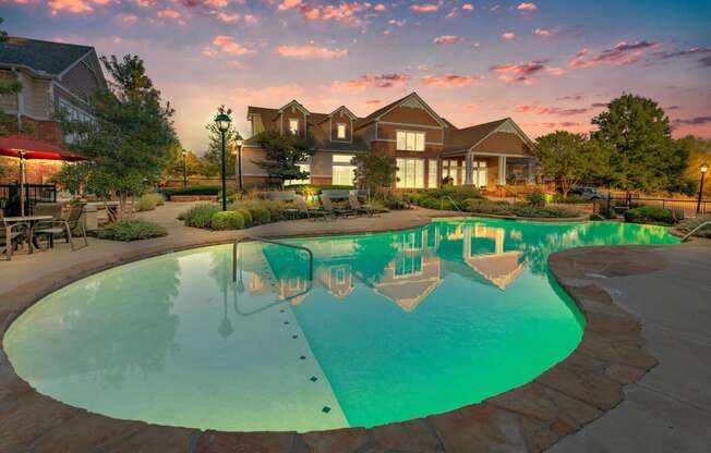 pool at dusk