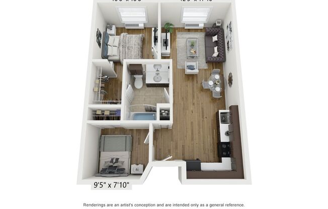 1 bed, 1 bath, 713 sqft, $2,550, Unit 424