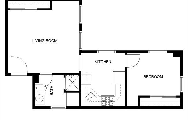 1 bed, 1 bath, 530 sqft, $2,200, Unit 1